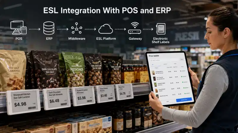 Ikarita ya elegitoroniki ya Shelf Kwishyira hamwe hamwe na POS na ERP: APIs, Ikarita ya Data, Guk...