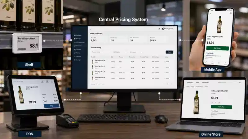 Igiciro cya Omnichannel Guhoraho: Nigute ushobora guhuza Shelf, POS, Porogaramu, nibiciro byo kum...